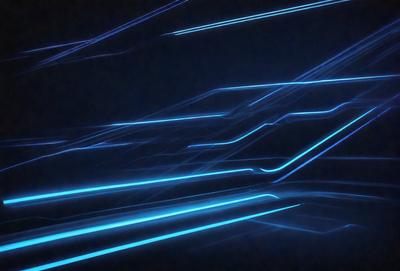 The primary subject of the image is a blue light pattern, which appears to be a digital art or illustration. The setting is a dark background, and the visual style is a combination of digital art and light patterns. The dominant colors are blue and black, creating a moody and futuristic atmosphere.
