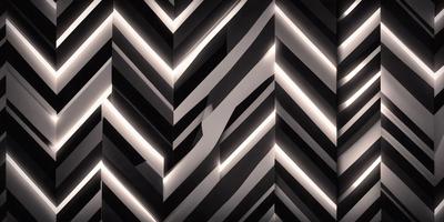 The primary subject of the image is a black and white patterned wallpaper. The setting is a room with a black and white striped wallpaper. The visual style is a patterned wallpaper, and the colors and mood are predominantly black and white.