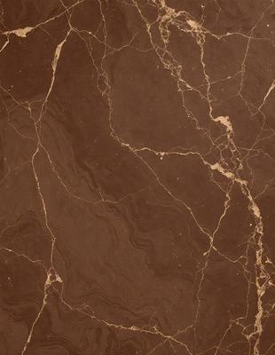 The image features a close-up of a marble surface with a brown and white color scheme. The marble has a patterned texture, giving it a unique and natural appearance. The setting appears to be a room with a brown wall, which complements the marble surface. The visual style of the image is a close-up, emphasizing the intricate details of the marble pattern. The colors and mood of the image are warm and earthy, creating a sense of luxury and sophistication.