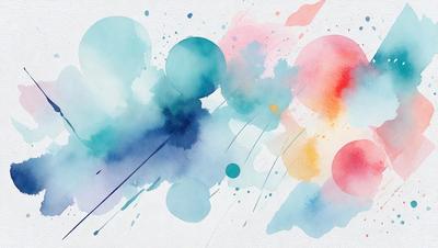 The primary subject of the image is a painting or drawing of a blue circle with a pink background. The setting is a white background, and the visual style appears to be a watercolor or a similar artistic technique. The dominant colors are blue and pink, creating a vibrant and lively atmosphere.
