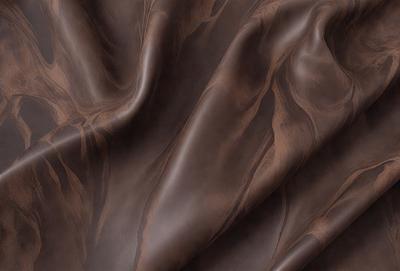 The primary subject of the image is a brown fabric, which appears to be a piece of leather. The setting is a close-up of the fabric, showcasing its texture and details. The visual style is a close-up of the fabric, which gives it a more intimate and detailed appearance. The colors and mood of the image are predominantly brown, creating a warm and earthy atmosphere.