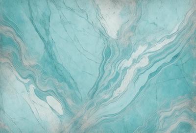 The primary subject of the image is a blue marble tile with a pattern of swirls and waves. The setting is a bathroom, and the visual style is a photo. The dominant colors are blue and white, creating a calm and soothing atmosphere.