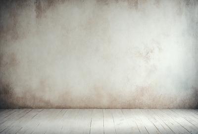 The primary subject of the image is a white wall with a brown texture. The setting is a room with a wooden floor. The visual style is a photo, and the dominant colors are white and brown. The overall atmosphere is clean and minimalistic.