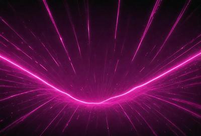 The primary subject of the image is a pink light streak or laser beam. The setting is a dark background, which contrasts with the bright pink light. The visual style appears to be a digital art or illustration, as the light streak is depicted in a stylized manner. The colors and mood of the image are predominantly pink, creating a vibrant and energetic atmosphere.