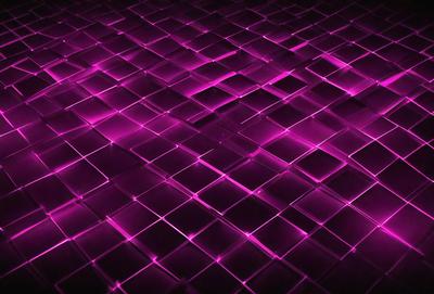 The primary subject of the image is a purple, pink, and white patterned surface. The setting is a dark room, and the visual style appears to be a combination of digital art and illustration. The dominant colors in the image are purple and pink, creating a warm and inviting atmosphere.