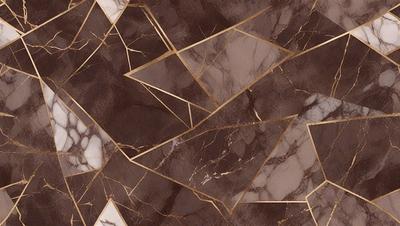 The primary subject of the image is a marble tile with a gold pattern. The setting is a wall, and the visual style is a close-up of the tile. The colors and mood of the image are predominantly brown and gold, giving it a warm and luxurious appearance.