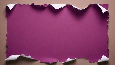 The primary subject of the image is a purple sheet of paper with a torn edge. The setting is a table, and the visual style is a close-up of the paper. The colors and mood of the image are predominantly purple, giving it a calm and serene atmosphere.