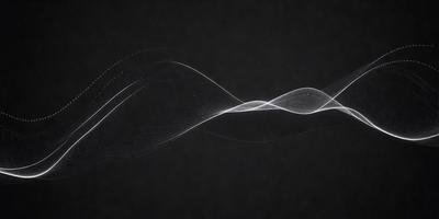 The primary subject of the image is a white wave pattern, which is displayed on a black background. The visual style of the image is digital art, as it appears to be a computer-generated or digitally manipulated design. The dominant colors in the image are black and white, creating a bold and striking contrast. The overall atmosphere of the image is dynamic and modern, with the wave pattern serving as a striking focal point.