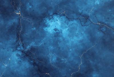 The primary subject of the image is a blue, swirling, and cloudy background. The setting is a blue sky, and the visual style is a digital art or illustration. The dominant colors are blue and white, creating a calm and serene atmosphere.
