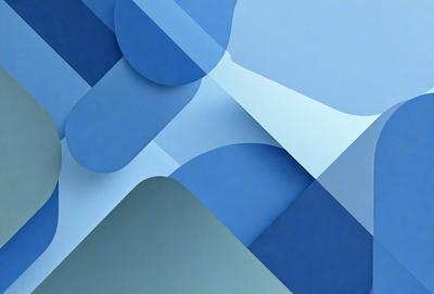 The primary subject of the image is a blue and white geometric pattern. The setting is a white wall, and the visual style is digital art. The dominant colors are blue and white, creating a calm and soothing atmosphere.