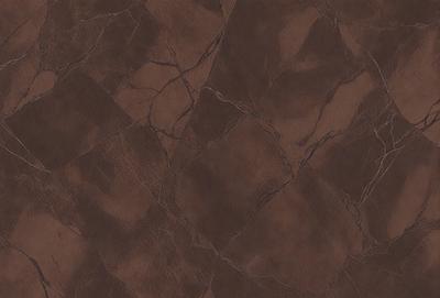 The primary subject of the image is a brown marble tile with a pattern of holes. The setting is a wall, and the visual style is a close-up of the tile. The dominant colors are brown and beige, creating a warm and earthy atmosphere.