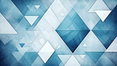 The primary subject of the image is a blue and white geometric pattern. The setting is a blue background, and the visual style appears to be a digital art or illustration. The dominant colors are blue and white, creating a calm and soothing atmosphere.