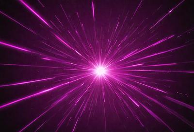 The primary subject of the image is a bright, pink light streak or explosion, which appears to be a neon light or a purple light streak. The setting is a dark background, which contrasts with the bright light. The visual style is a close-up of the light streak, emphasizing its vibrant color and texture. The colors and mood of the image are predominantly purple and pink, creating a sense of energy and excitement.