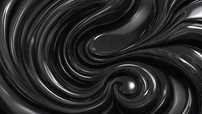 The primary subject of the image is a swirling, black, and white pattern. The setting is a black background, and the visual style appears to be a digital art or illustration. The dominant colors are black and white, creating a bold and striking pattern. The overall atmosphere of the image is dynamic and visually engaging.