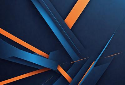 The primary subject of the image is a blue and orange geometric pattern. The setting is a dark blue background, which contrasts with the bright colors of the pattern. The visual style is a combination of digital art and illustration, creating a unique and eye-catching design. The dominant colors are blue and orange, which evoke a sense of energy and vibrancy.