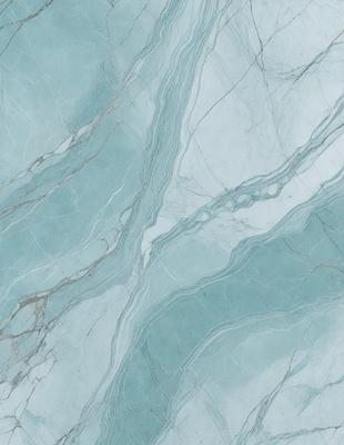 The primary subject of the image is a marble tile with a blue and white color scheme. The setting is a bathroom, as indicated by the presence of a bathtub. The visual style is a close-up of the tile, showcasing its intricate design and texture. The colors and mood of the image are predominantly blue and white, creating a clean and elegant atmosphere.
