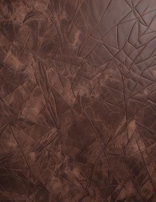 The primary subject of the image is a close-up of a brown leather surface. The setting is a room with a brown leather wall, and the visual style is a photo. The colors and mood of the image are warm and earthy, with the brown leather being the dominant color.
