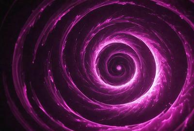 The primary subject of the image is a purple spiral, which appears to be a swirling pattern or a vortex. The setting is a dark background, which contrasts with the purple spiral. The visual style of the image is a combination of digital art and illustration, creating a unique and captivating visual effect. The dominant colors in the image are purple and black, giving the scene a moody and mysterious atmosphere.
