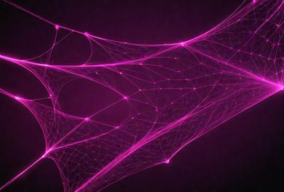 The primary subject of the image is a purple web or net, which is the main object, scene, or focus of the image. The setting or background is a dark or black surface, which contrasts with the purple web. The visual style of the image is digital art or illustration, as it appears to be a computer-generated or hand-drawn representation of the purple web. The colors and mood of the image are predominantly purple, creating a sense of depth and intricacy in the design.