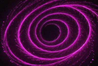 The primary subject of the image is a purple spiral, which appears to be a digital art or illustration. The spiral is set against a dark background, creating a striking contrast. The visual style of the image suggests that it is a creative and artistic representation of a spiral, possibly inspired by the concept of a black hole. The dominant colors in the image are purple and black, giving it a mysterious and captivating atmosphere.