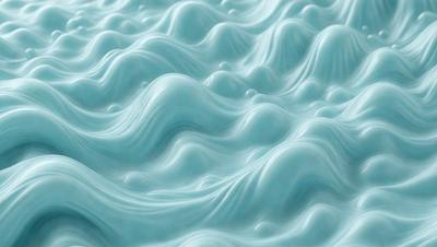 The primary subject of the image is a blue ocean with waves. The setting is a vast body of water, and the visual style is a digital art or illustration. The dominant colors are blue and white, creating a serene and calming atmosphere.