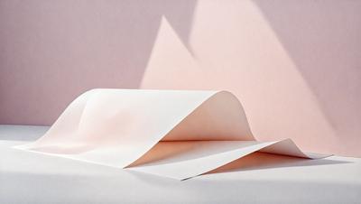 The primary subject of the image is a white sheet of paper. The setting is a pink wall, which serves as the background. The visual style is a photo, capturing the paper's texture and the pink wall's color. The colors and mood of the image are predominantly pink, creating a warm and inviting atmosphere.