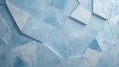 The primary subject of the image is a blue and white marble wall. The setting is a room with a blue and white marble wall as the main focus. The visual style is a close-up of the marble wall, showcasing its intricate design. The colors and mood of the image are predominantly blue and white, creating a clean and elegant atmosphere.