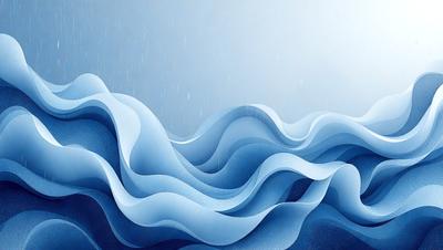 The primary subject of the image is a large, blue wave with a white, cloudy sky in the background. The wave is depicted as a blue and white pattern, giving it a dynamic and visually appealing appearance. The setting is a vast, open ocean, with the sky serving as the backdrop for the wave. The visual style of the image is a combination of digital art and illustration, creating a unique and captivating representation of the ocean's power and beauty. The colors and mood of the image are pre