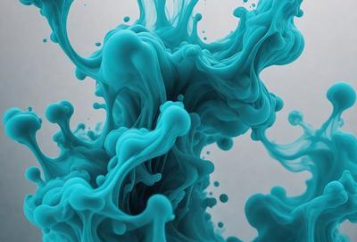 The primary subject of the image is a blue, swirling, and flowing liquid, which appears to be a mix of water and paint. The setting is a white background, which provides a clean and uncluttered environment for the liquid to be the main focus. The visual style of the image is a combination of digital art and illustration, as it captures the fluid motion and vibrant colors of the liquid. The dominant colors in the image are blue and white, creating a sense of depth and tranquility.