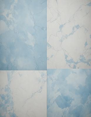 The primary subject of the image is a blue marble wall with a white background. The visual style appears to be a combination of photo and digital art, creating a unique and artistic representation of the marble wall. The dominant colors are blue and white, giving the image a clean and sophisticated appearance.