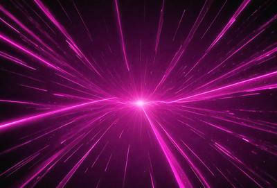 The primary subject of the image is a bright pink light, which appears to be a neon light or a lightning bolt. The light is the main focus of the image, and it is set against a dark background. The visual style of the image is a close-up of the light, which creates a striking contrast between the bright pink light and the surrounding darkness. The colors and mood of the image are predominantly pink, creating a vibrant and energetic atmosphere.