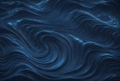 The primary subject of the image is a blue ocean with waves. The setting is the ocean, and the visual style is a photo. The dominant colors are blue and white, creating a serene and calming atmosphere.