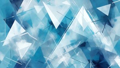The primary subject of the image is a blue and white geometric pattern, which appears to be a digital art or illustration. The setting is a blue background, and the visual style is a combination of digital art and illustration. The dominant colors are blue and white, creating a calm and soothing atmosphere.