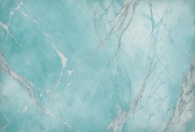 The primary subject of the image is a blue marble wall with a pattern of white lines. The setting is a bathroom, and the visual style is a painting. The dominant colors are blue and white, creating a calm and soothing atmosphere.