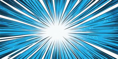 The primary subject of the image is a bright, white light that appears to be exploding or expanding. The light is surrounded by a blue background, which adds to the overall visual style of the image. The colors and mood of the image are energetic and dynamic, with the white light representing a burst of energy and the blue background providing a sense of depth and contrast.