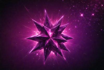 The primary subject of the image is a large, brightly colored, and intricately designed geometric shape, which appears to be a three-dimensional model or a digital artwork. The setting is a purple background, which adds a vibrant and lively atmosphere to the scene. The visual style of the image is a combination of photo and digital art, creating a unique and captivating visual experience. The colors and mood of the image are predominantly purple, which gives the scene a sense of depth and soph