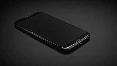 The primary subject of the image is a cell phone. The cell phone is placed on a black background, which creates a contrast with the device. The visual style of the image is a photo, capturing the details of the cell phone. The colors and mood of the image are predominantly black, giving it a sleek and modern appearance.