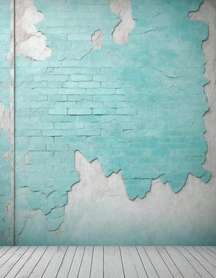 The primary subject of the image is a brick wall with a blue tint. The setting is a brick wall, and the visual style is a photo. The dominant colors are blue and white, creating a calm and serene atmosphere.