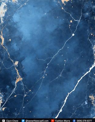 The primary subject of the image is a blue and white marble wall. The setting is a room with a blue and white marble wall, which serves as the background. The visual style is a photo, capturing the intricate details of the marble wall. The colors and mood of the image are predominantly blue and white, creating a calm and elegant atmosphere.