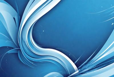 The primary subject of the image is a blue background with a white wave-like pattern. The setting is a blue sky, and the visual style is digital art. The dominant colors are blue and white, creating a calm and serene atmosphere.