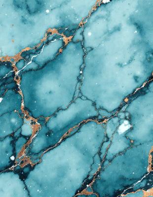 The primary subject of the image is a blue and gold marbled stone. The setting is a blue and gold marbled stone surface, which serves as the background. The visual style is a close-up of the marbled stone, showcasing its unique texture and color patterns. The colors and mood of the image are predominantly blue and gold, creating a sense of elegance and sophistication.
