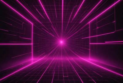 The primary subject of the image is a purple tunnel with a pink glow. The setting is a futuristic environment, possibly a space station or a futuristic city. The visual style is a combination of digital art and illustration, creating a unique and captivating atmosphere. The dominant colors are purple and pink, giving the scene a futuristic and otherworldly feel.