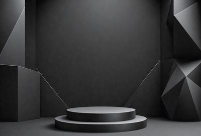 The primary subject of the image is a large, empty, and dark room with a black wall. The setting is a black and white photo, giving it a classic and timeless appearance. The visual style is a black and white photograph, which adds a sense of depth and contrast to the scene. The colors and mood of the image are predominantly dark and moody, with the black wall and the overall atmosphere of the room.