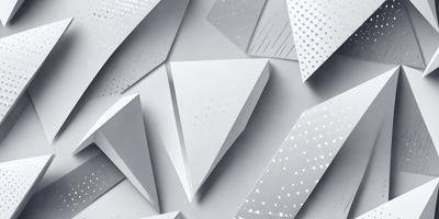 The primary subject of the image is a collection of white triangles, which are arranged in various shapes and sizes. The setting is a white background, which provides a clean and minimalist appearance. The visual style is a combination of digital art and illustration, as the triangles are created using a computer program or digital drawing tool. The colors and mood of the image are predominantly white, giving it a clean, modern, and minimalist feel.