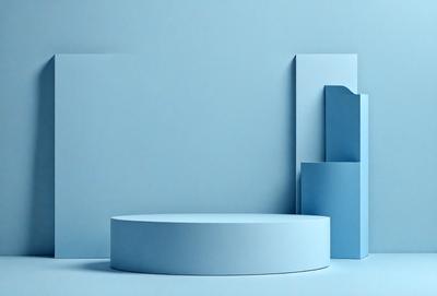 The primary subject of the image is a blue tablet, which is placed on a blue surface. The setting is a blue background, and the visual style appears to be a photo. The dominant colors in the image are blue, creating a calm and soothing atmosphere.