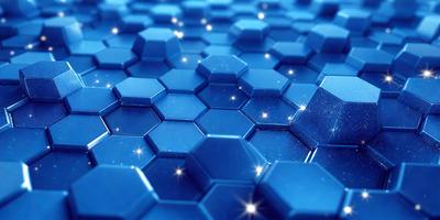 The primary subject of the image is a blue hexagonal pattern, which is the main object, scene, or focus of the image. The setting or background is a blue surface, which could be a wall, a floor, or a table. The visual style of the image is a photo, as it captures the blue hexagonal pattern in detail. The colors and mood of the image are predominantly blue, creating a calm and serene atmosphere.