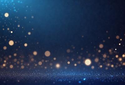 The primary subject of the image is a blue background with a pattern of white lights. The setting appears to be a dark room, and the visual style is a digital art or illustration. The dominant colors are blue and white, creating a calm and serene atmosphere.
