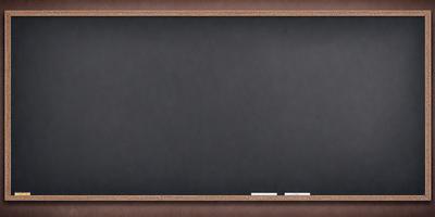 The primary subject of the image is a chalkboard with a black background. The setting is a classroom, and the visual style is a photo. The chalkboard is empty, and the overall atmosphere is calm and focused.