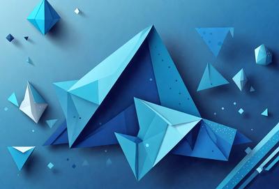 The primary subject of the image is a blue, three-dimensional structure, possibly a sculpture or a piece of art. The setting is a blue background, which complements the blue color of the structure. The visual style appears to be a digital art or illustration, as the structure is depicted in a three-dimensional manner. The colors and mood of the image are predominantly blue, creating a calm and serene atmosphere.