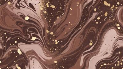 The primary subject of the image is a close-up of a chocolate cake with gold sprinkles. The setting is a kitchen, and the visual style is a photo. The dominant colors are brown and gold, creating a warm and inviting atmosphere.